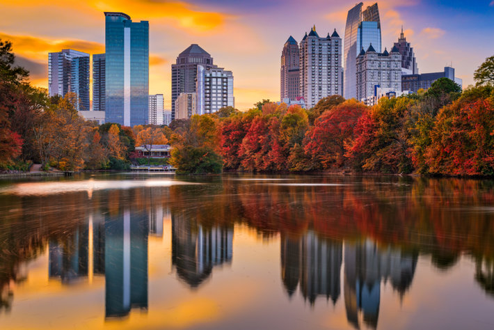 Atlanta skyline in fall
